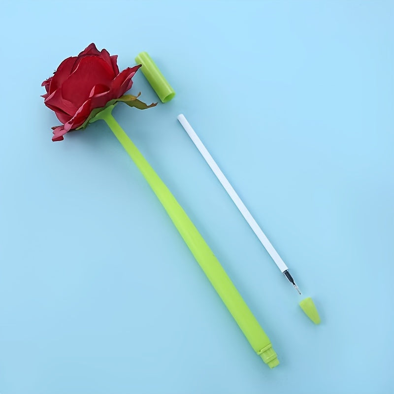 1pc Red Rose Silicone Craft Pen Valentine's Day Flower Gel Pen