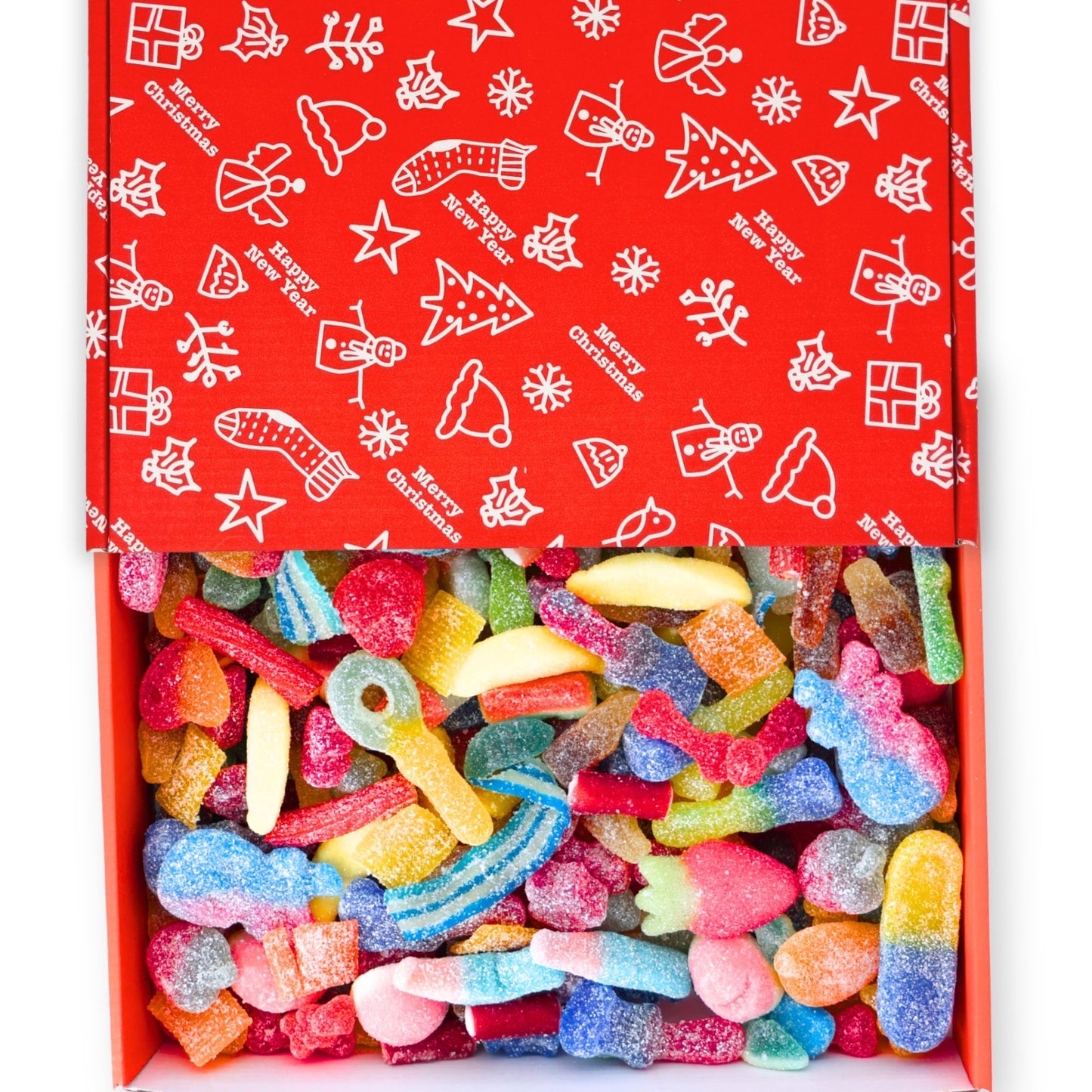 Christmas Sweets Box, 1kg Fizzy Mix Gift Hamper, Christmas Gifts, Secret Santa Gift, Gifts for Women, Xmas Candy Selection for Kids & Adults, Stocking Stuffer, Christmas Eve Box, Fizzy Jelly Gift – Sweet Treat for Boys, Gir