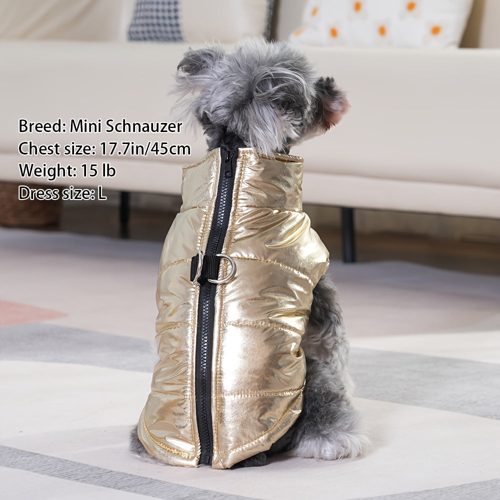 Reflective Waterproof Dog Jacket, Zippered Pet Coat with Belt Loops, 100% Polyester Woven Snow Suit for Small, Mini & Toy Breeds, Random Color