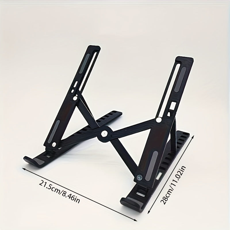 [Ergonomic Laptop Stand] Foldable Adjustable Laptop Stand - 21.5"x28" Desktop Cooling Base, Ergonomic Height Adjustment, Lightweight & Space-Saving Design, Anti-Slip Rubber Pads for Computers & Phones, White/Black, Perfect Gi