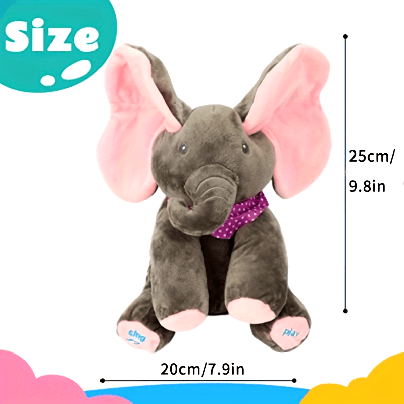 Hide-And-Seek Elephant Plush Toy, Baby Girl Hide-And-Seek Game Toy Singing Interactive Musical Toys, a Good Gift for Girls Over 6 Years Old Activity Ear Hide-And-Seek Bear Doll