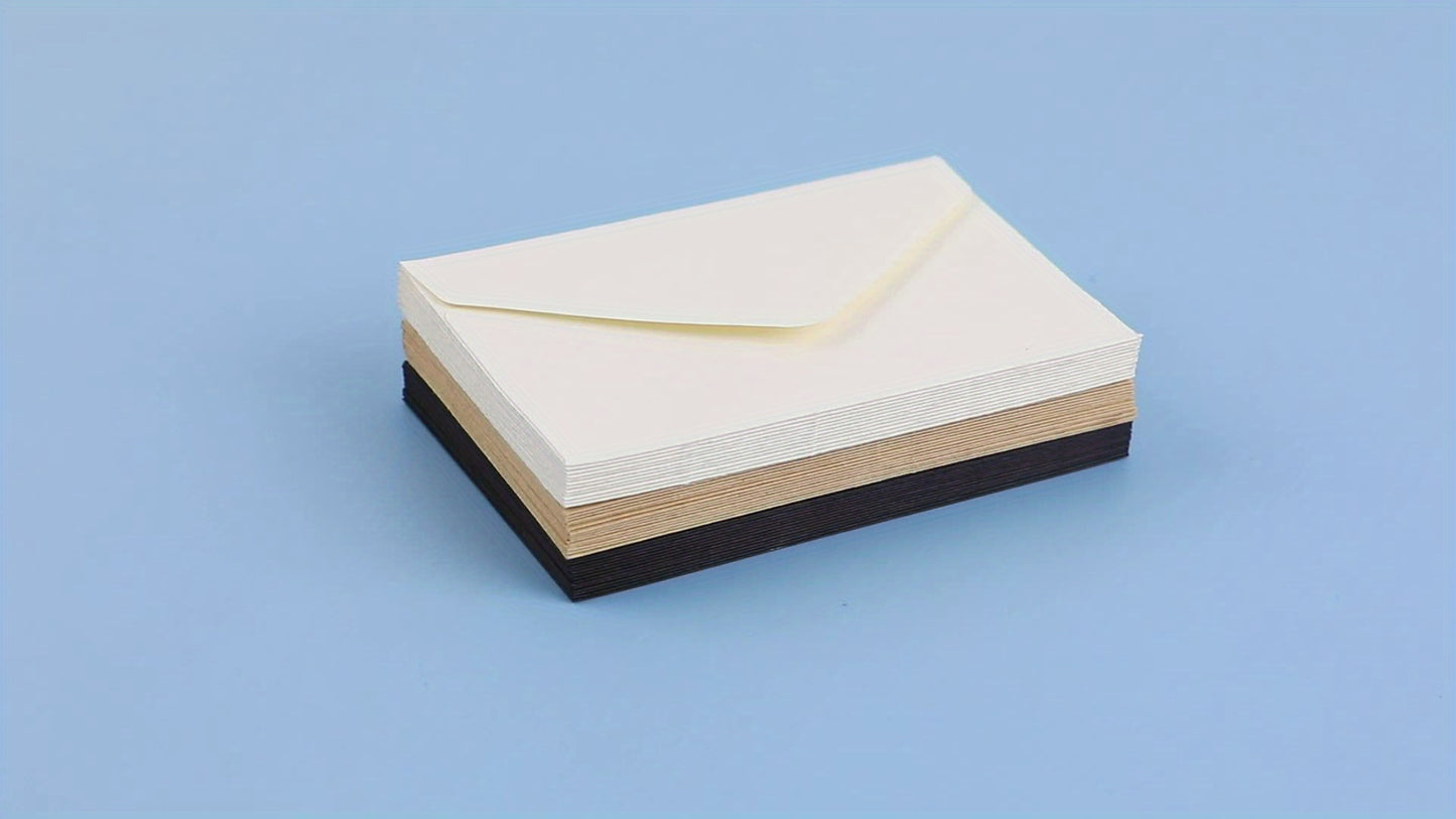 50pcs Kraft Paper Vintage Square Mini Envelopes, Self-Sealing Greeting Card Holders for Thanksgiving & Everyday Use