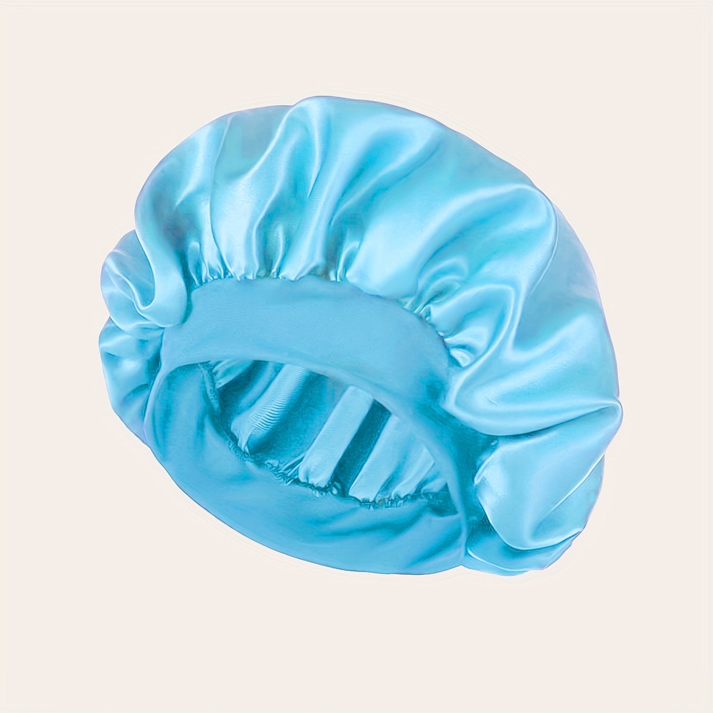 2023 New Women'S Fashion Hair Bonnet - Wide Brim Elastic Sleep Cap for Curly Straight Hair, Pink Fluffy Polyester Bath Hat with Ruffled Edges, Oil-Free Dry Hair Cover for Sleep & Relaxation, Hair Bonnet for Sleeping, Comforta