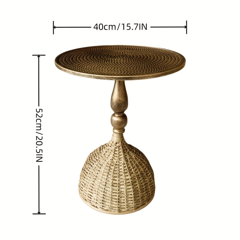 Handcrafted Wicker Iron Artistic Water Grass Rope Braided Tea Table Side Table Flower Rack Living Room Sofa Side Table Study Room Balcony Inn Outdoor Coffee House Bar, Garden Patio Bedroom Decoration