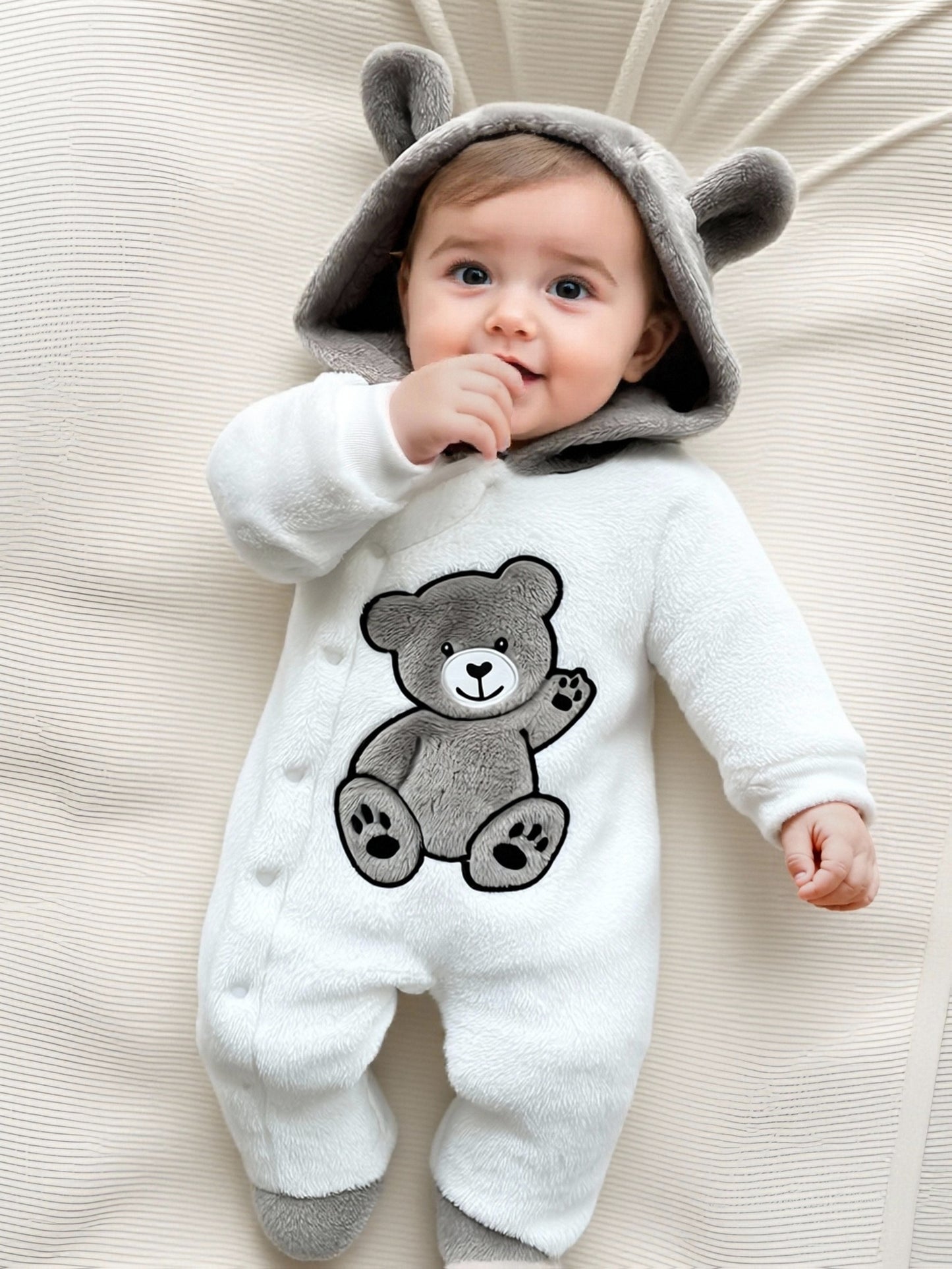 Baby Footed Onesie, Newborn Infant Footed Romper, Winter Thickened Plush Warm Base Layer, Perfect for Outdoor