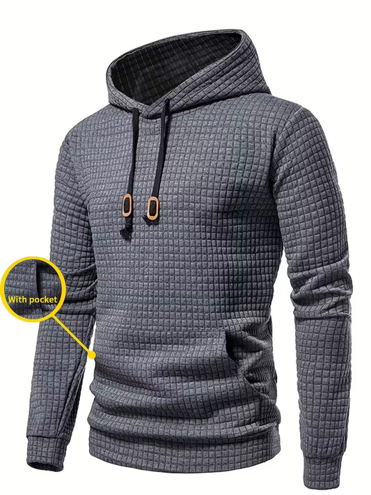 Waffle Pattern Solid Hoodie
