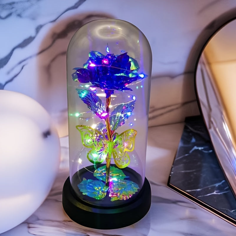 1pc Exquisite Hollow Butterfly LED Rose Cover - Illuminated, Decorative, and Romantic Gift for Valentines Day, Mothers Day, Wedding, Back-to-School, Holiday, Party, Mom, and Scene Layout Occasions