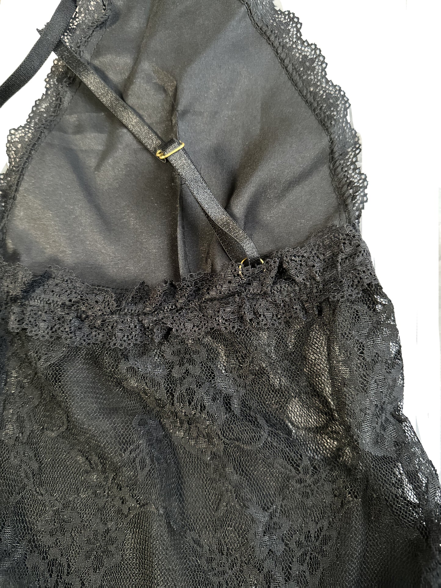 European and American Women's Sexy Camisole Nightgown with Contrast Lace Low-Neck Sleep Dress