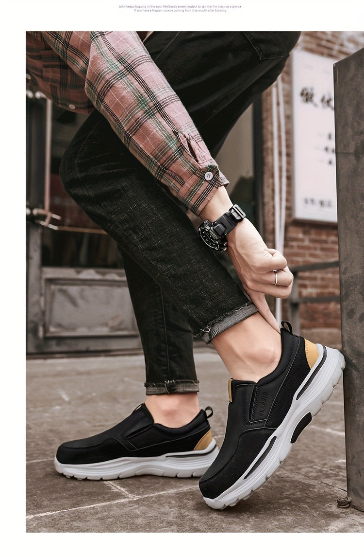 Plus Size Wide Fit Men's Lace-Up Loafers, Men's Canvas Lightweight Comfortable Walking Shoes
