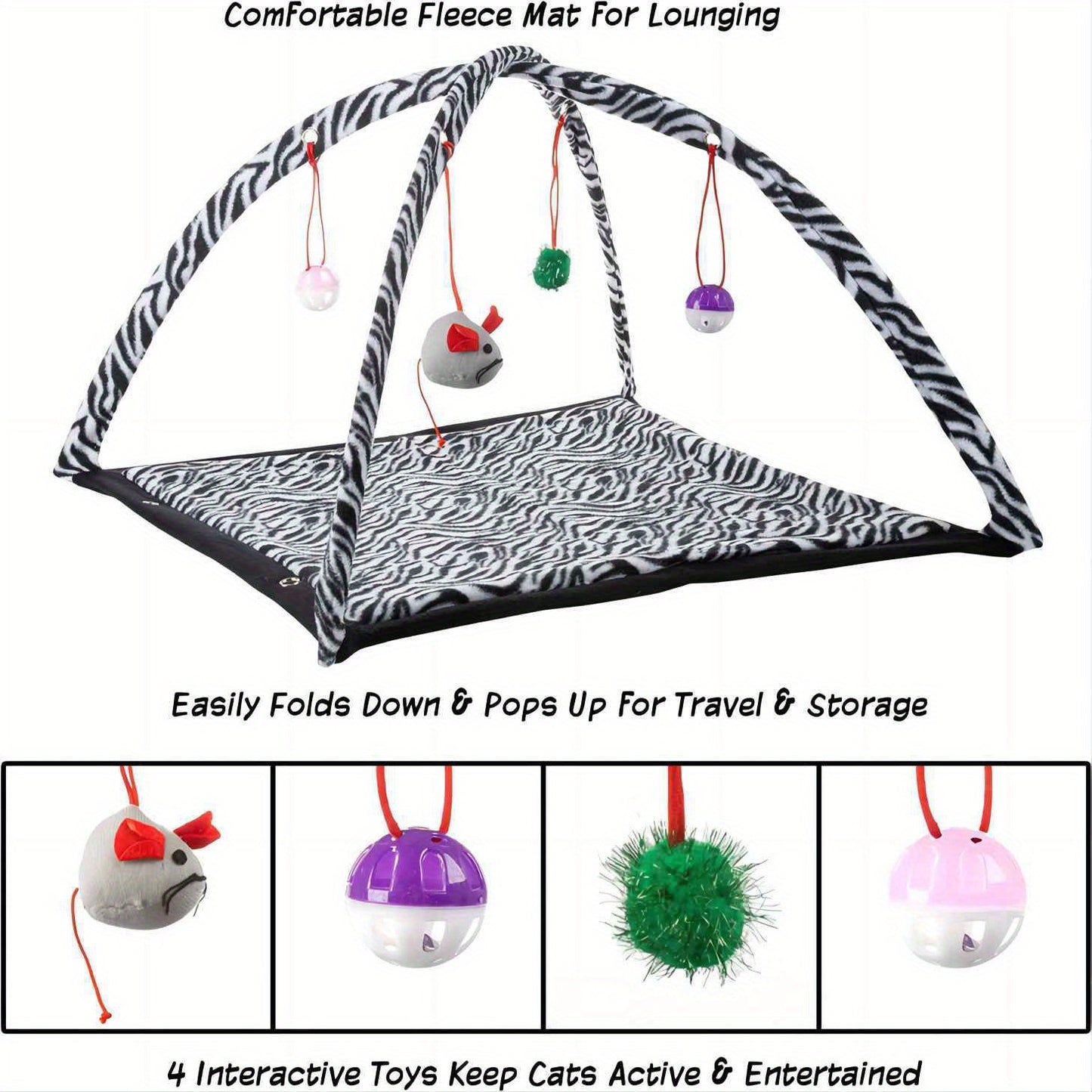 Interactive Cat Toy Rocking Activity Mat Swing Playing Station With Sisal Scratching Area, Hanging Toy, Rolling Ball For Cats And Kittens