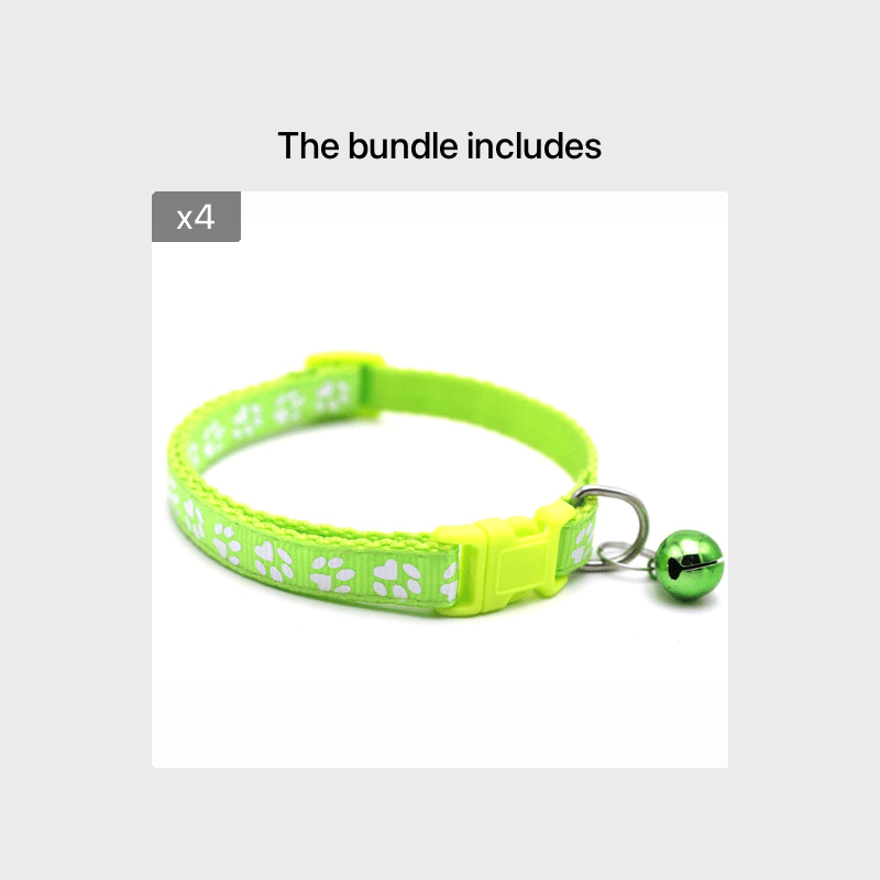 Rainbow Cute Bell Collar with Adjustable Buckle and Paw Print Design for Cats