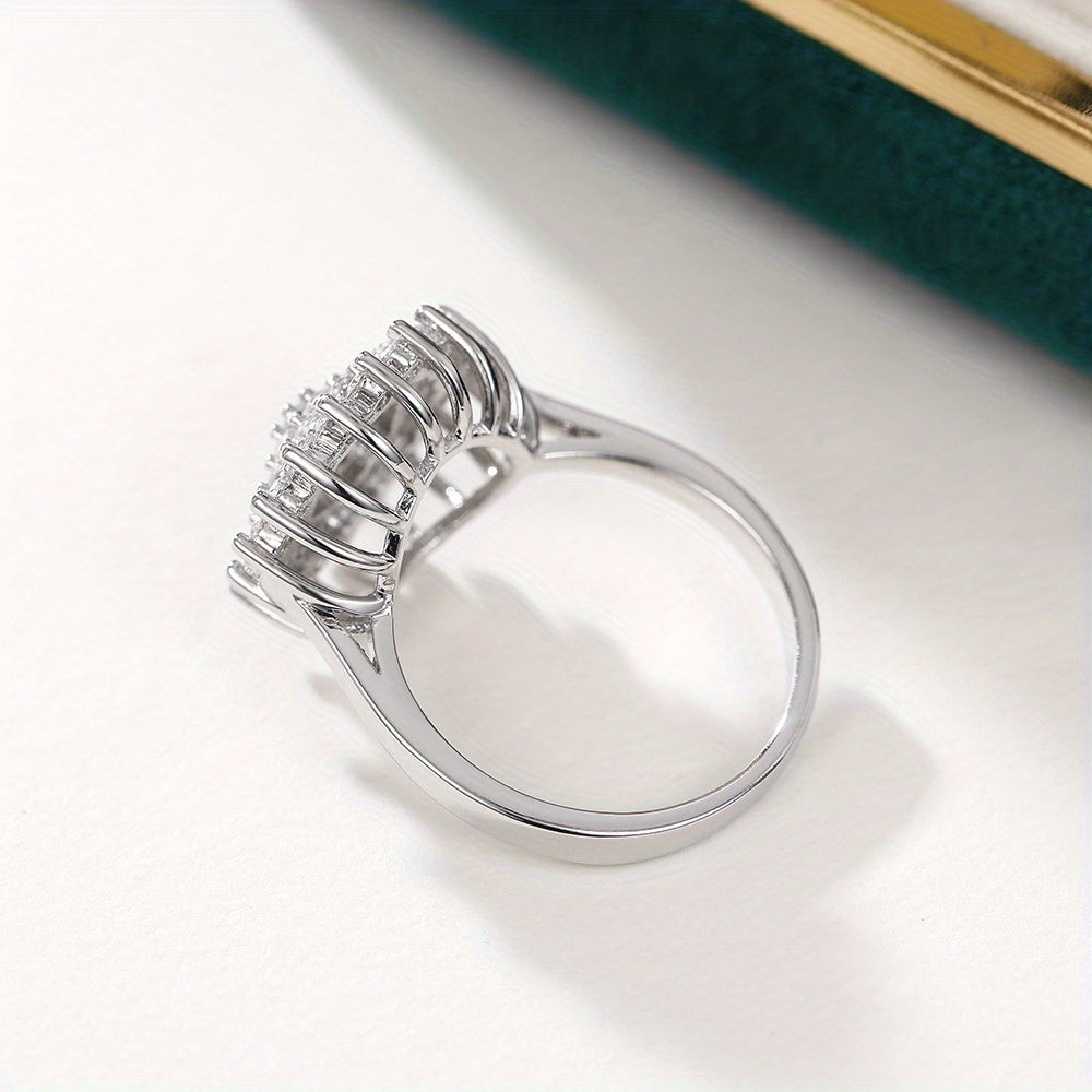 Stylish Lotus Seed Shape zirconia Flower Ring Romantic Wedding Fine Jewelry Anniversary Gift