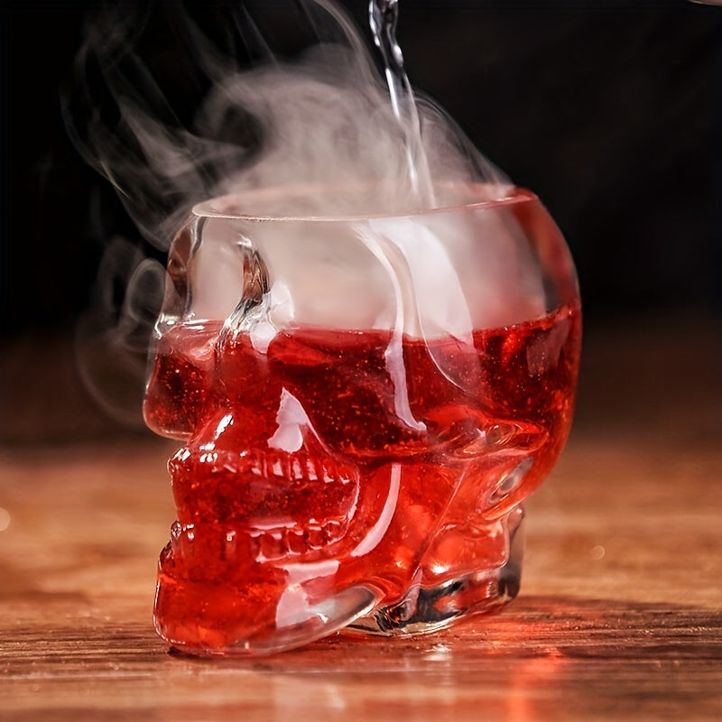1pc/4pcs Halloween Skull-Shaped Glass Wine Bottle with Lid - Reusable, Non-Slip, Geometric Design for Cold Beverages, Perfect for Family Gatherings, Halloween Decorations, and Themed Parties