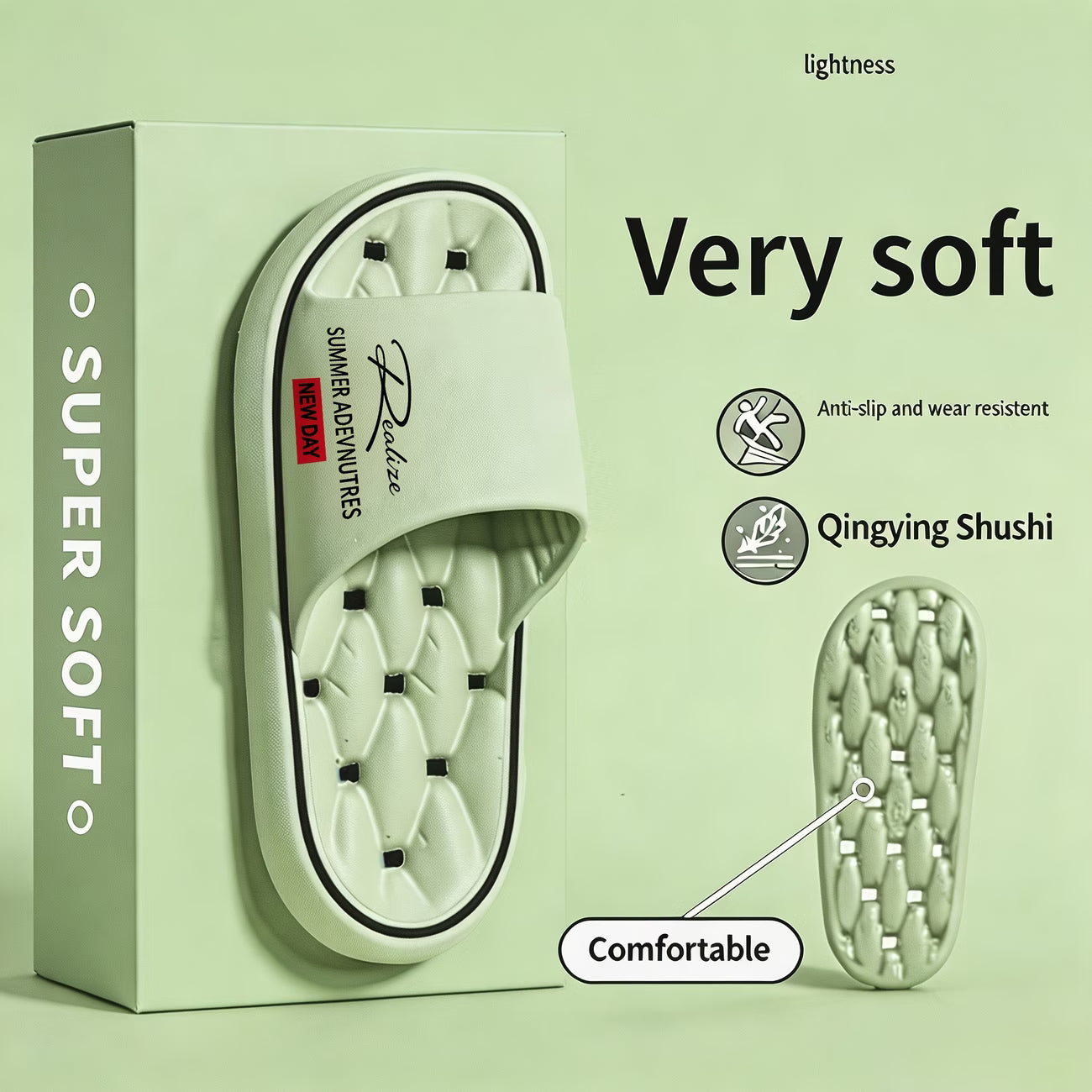 Non-slip, Casual Slippers with Ribbed Texture