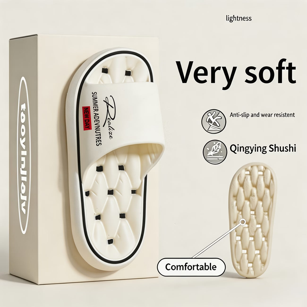 Non-slip, Casual Slippers with Ribbed Texture