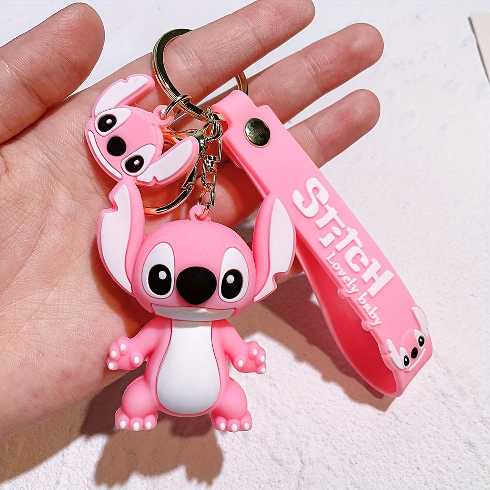 Minnie & Lilo & Stitch Cartoon Anime Keychain - Durable Keyring for Unisex, Fashionable Character Charm Perfect for Backpacks