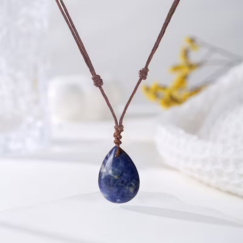 Natural Stone Hand-woven Drop Pendant Necklace