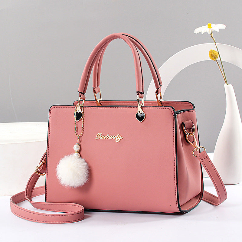 [Faux Leather Shoulder Handbag] Elegant Faux Leather Handbag - Lightweight Solid Color Shoulder Bag with Tassel Embellishment, Adjustable Strap, Zipper Closure, Polyester Lined, Edge Paint Detail - Available in Multiple Color