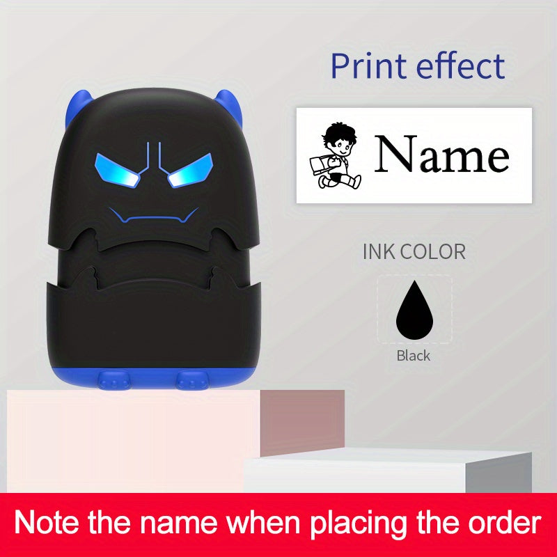 1pc Black Baby Name Stamp Custom-made DIY Gift for Children Seal Student Clothes Chapter Not Easy to Fade Security Cute Monsters Toy