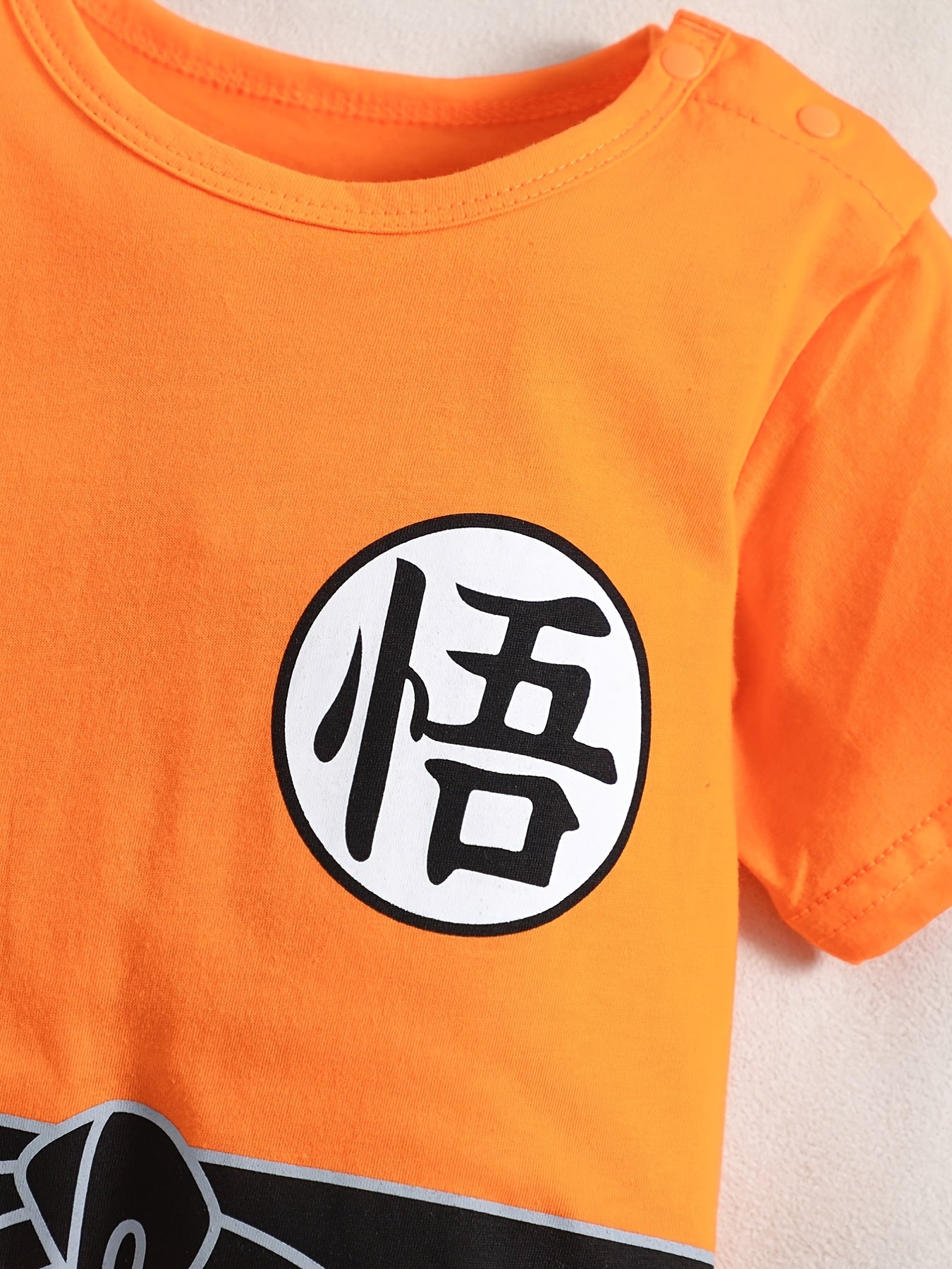 Adorable Baby Boys Short Sleeve Romper Jumpsuit - Unique Chinese Character Design - Comfortable & Breathable Cotton - Perfect for Everyday Wear and Summer Fun