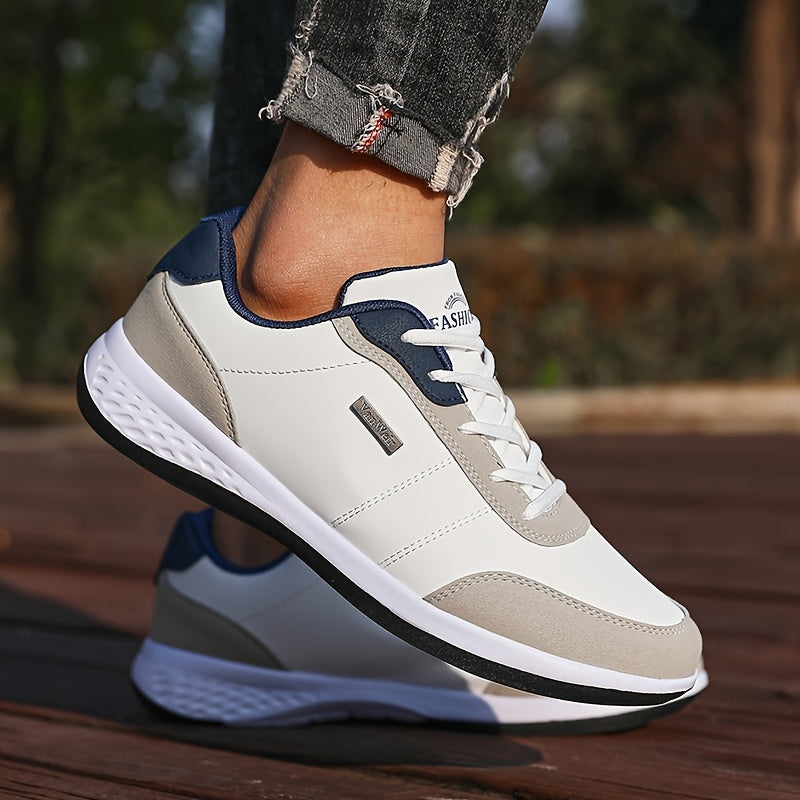 VanWeir Lightweight Men'S Shoes | Navy Blue/White, Lace-up sneakers with MD/TPR Sole, Breathable Fabric Lining for Outdoor, Hiking & Casual Wear