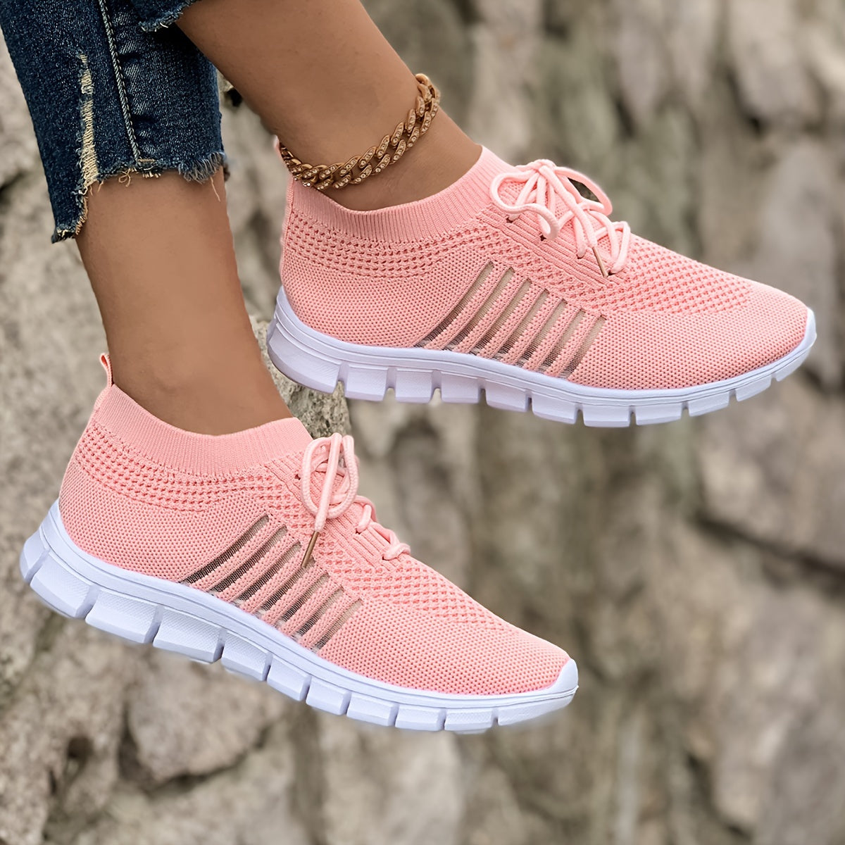 Flying Weave Casual Sneakers, Women Shoes