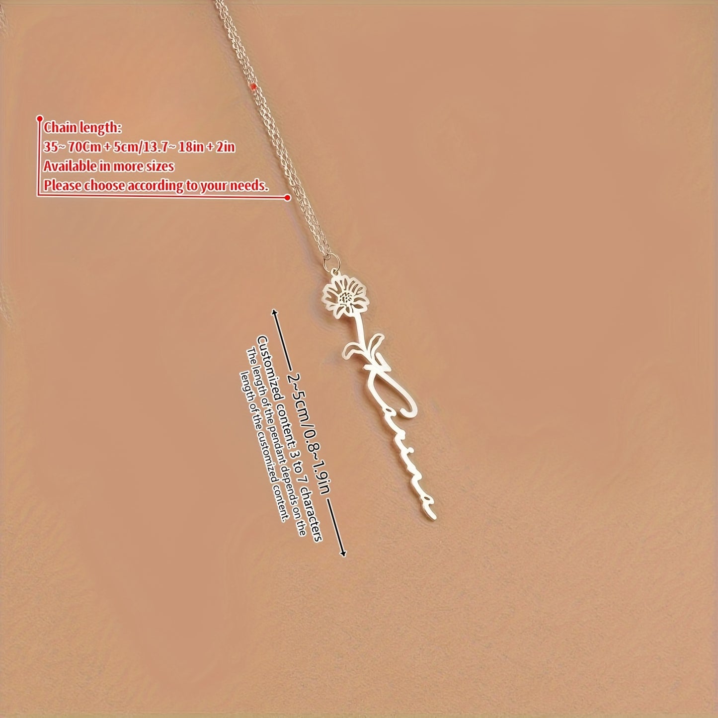 1pc Personalized Custom Name Pendant Necklace with Birth Flower - Unique Birthday Gift, Mother's Day Gift for Wife, Girlfriend, or Mom - Engraved Jewelry with Special Meaning, Customizable English Words Only