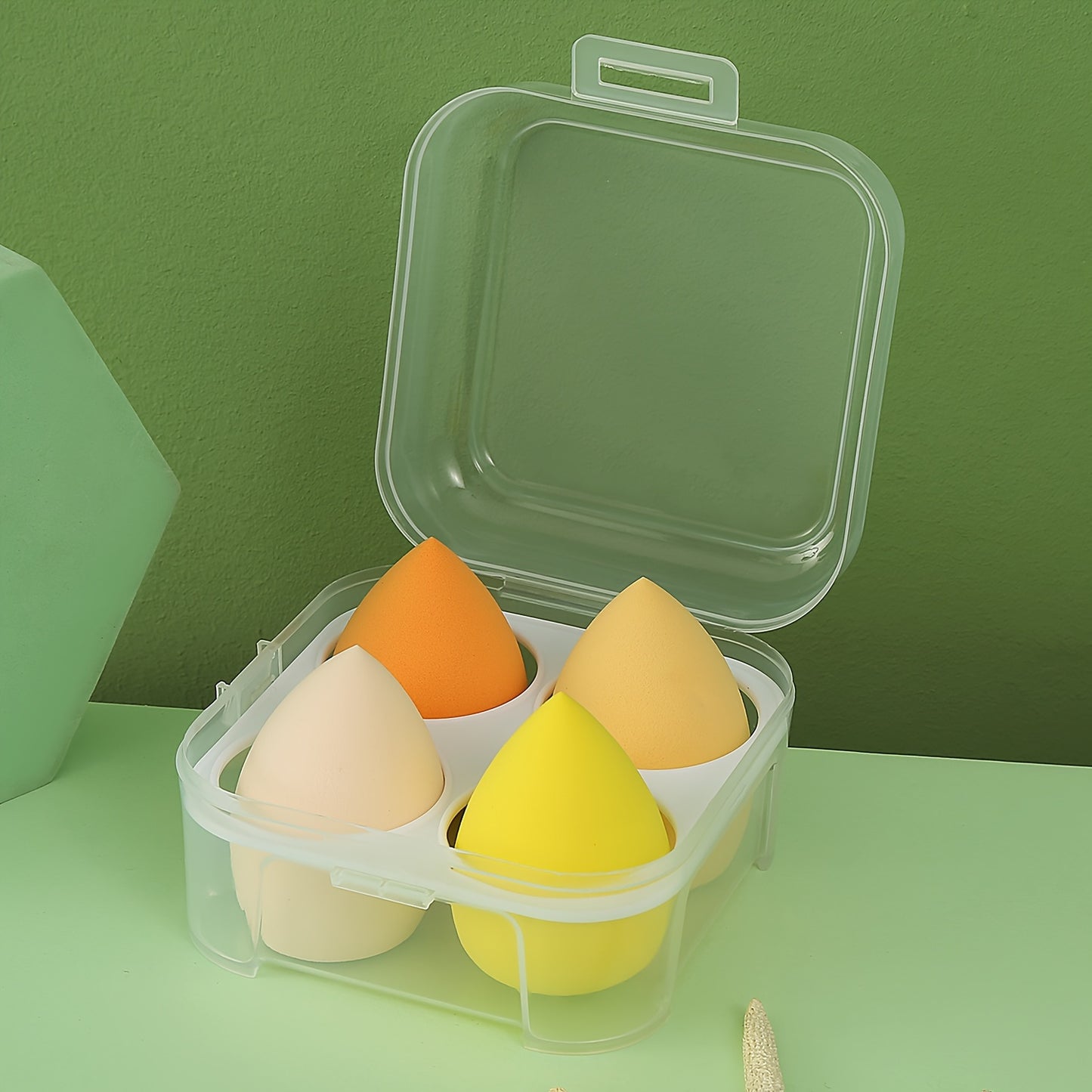 4pcs Premium Makeup Blender Set - Soft & Durable Sponges with Storage Box - Perfect for Foundation & Powder Application - Ergonomic Beauty Tool for Flawless Coverage