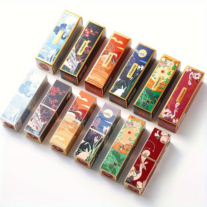 Exquisite Matte Velvet Lipstick Set - Moisturizing, Non-Sticky, Smudge-Proof, Waterproof, Lipstick - Perfect Festival Gift For Women - Chinese Traditional Printed Valentine's Day Gifts, Lunar New Year Gifts