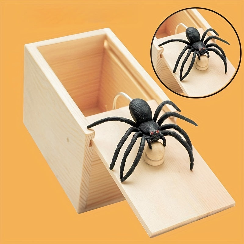 [Surprise Gift] Handmade Wooden Spider Surprise Gift Box | 1pc | Wooden | Swingable, Reusable | Prank Toy | Birthdays, Christmas, April Fools' Day | Fun
