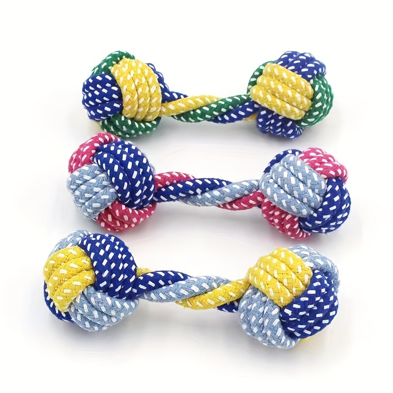 Durable Braided Barbell Pet Grinding Teeth Toy - Perfect for Small and Medium Dogs!