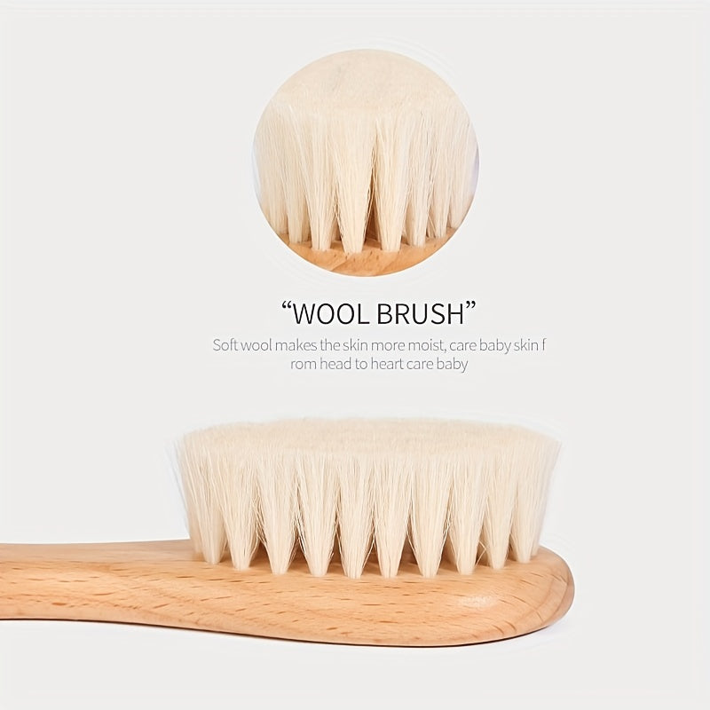 2pcs/Kit Soft Baby Hair Brush Comb Set for Newborn Wooden Handle Head Comfort Massager for christmas halloween Thanksgiving Day Gif