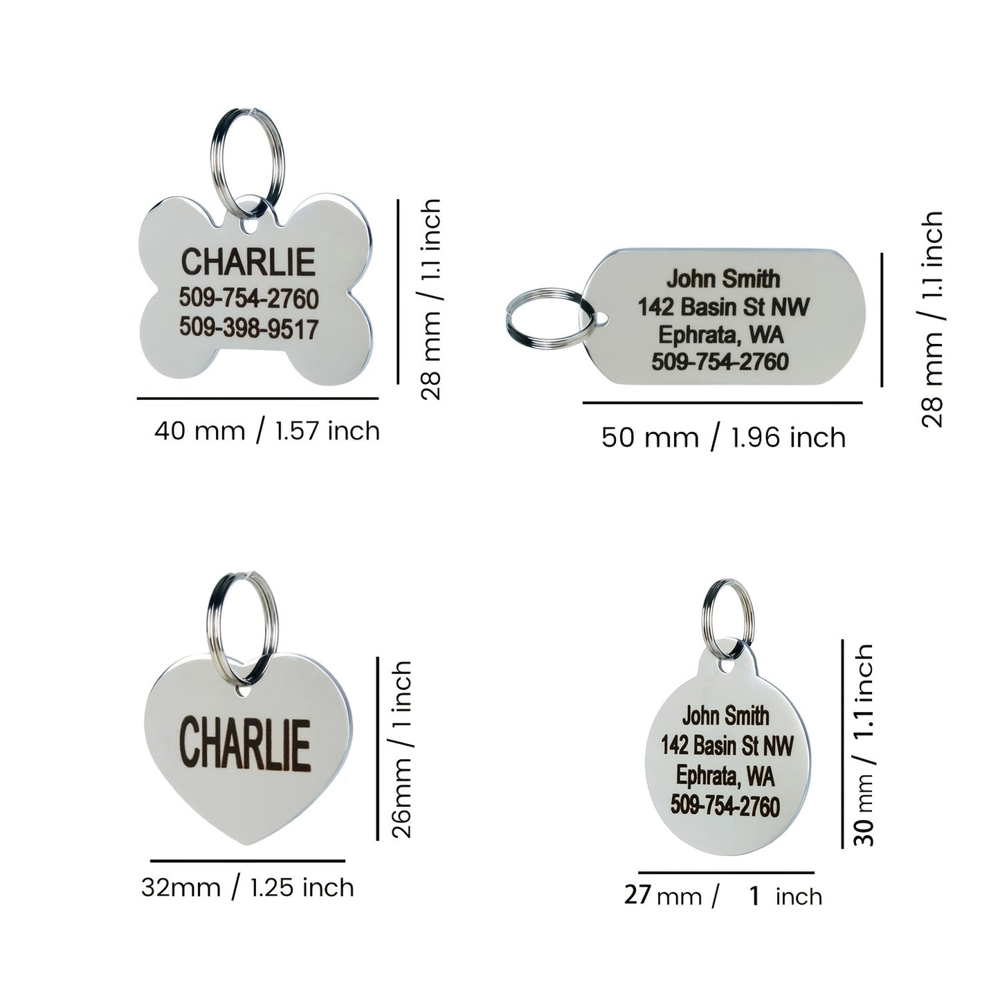 [Fast Arrival] Stylish Personalized Pet ID Tag - Durable Engraved Stainless Steel Slide-On Nameplate with Customizable Text - Long-Lasting, Water-Resistant, and Easy to Attach
