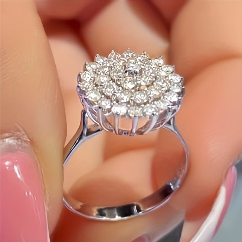 Stylish Lotus Seed Shape zirconia Flower Ring Romantic Wedding Fine Jewelry Anniversary Gift