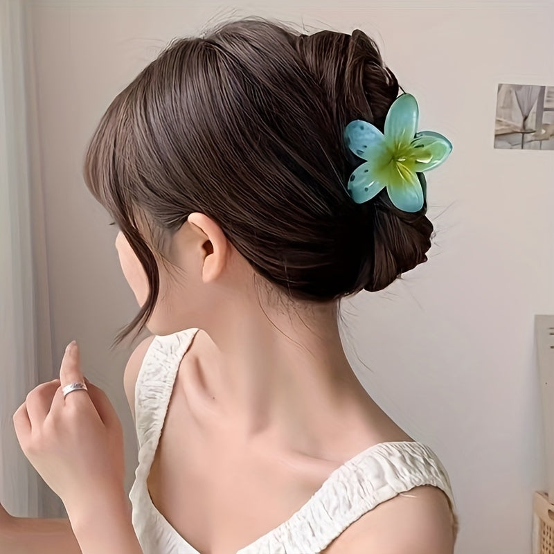 Elegant Colorful Flower Shaped Hair Claw Clip Trendy Non Slip Hair Grab Clip For Women And daily use Wear
