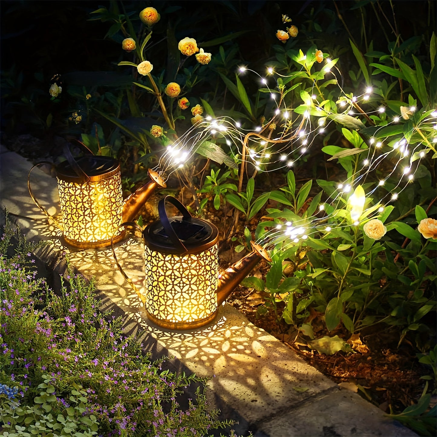 1pc Solar-Powered Watering Can Lantern - Durable Metal, Waterproof Outdoor Decor - Romantic Ambient Light for Gardens, Patios, Yards, Pathways, Perfect Mothers Day & Holiday Gift