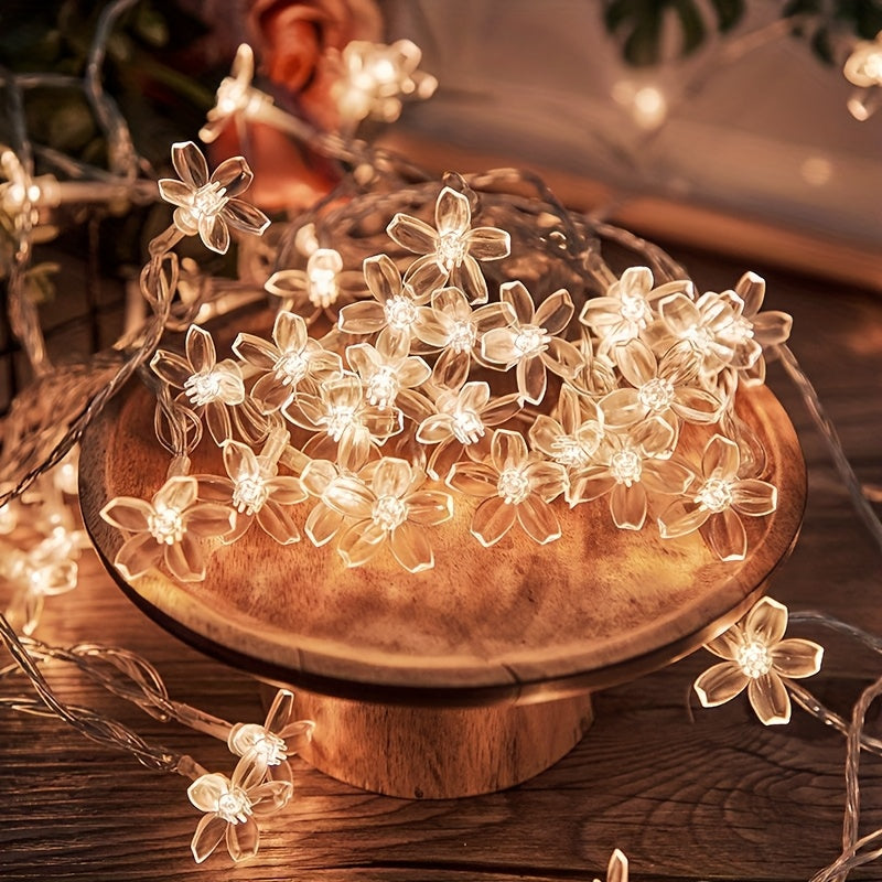 1pc Cherry Blossom String Lights, Suitable for Home Decorations Engagement Wedding Valentine's Day Holiday Party Atmosphere, 1.5m 10 Bulbs, Holiday Lighting, Romantic Ambiance, Festive Glow, Elegant Illumination, Plastic Cons