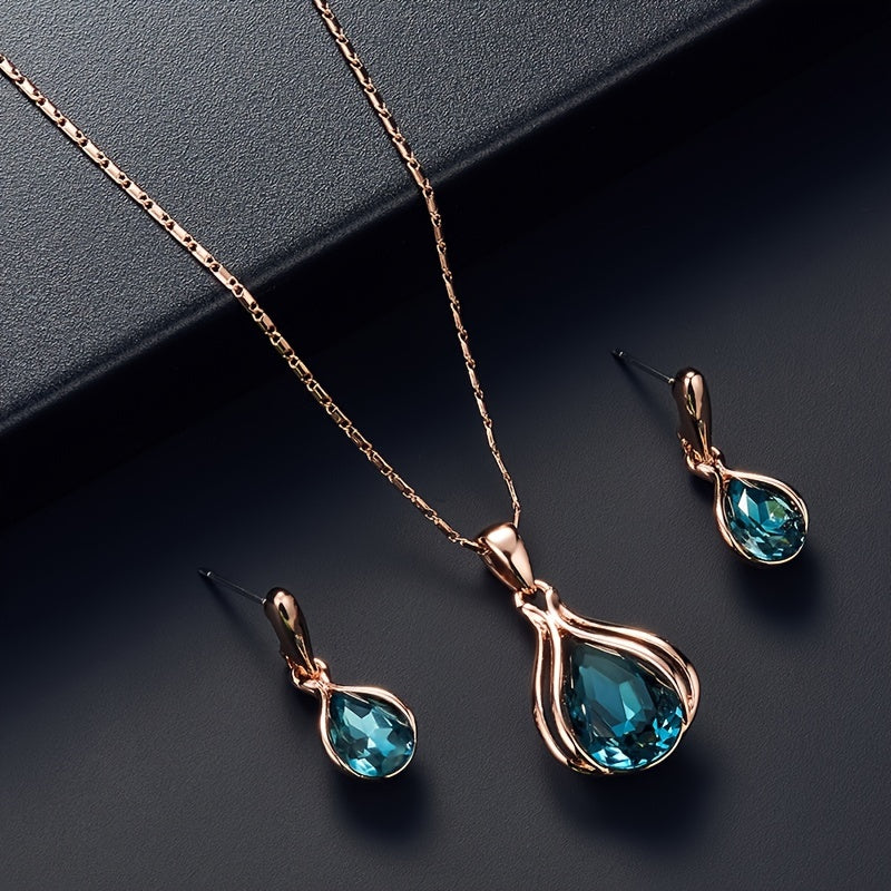 2pcs Women's Jewelry Set - Simple Style, Zinc Alloy with Artificial Crystal - All Season & Valentine's Day Gift | Daily Wear | Elegant Design