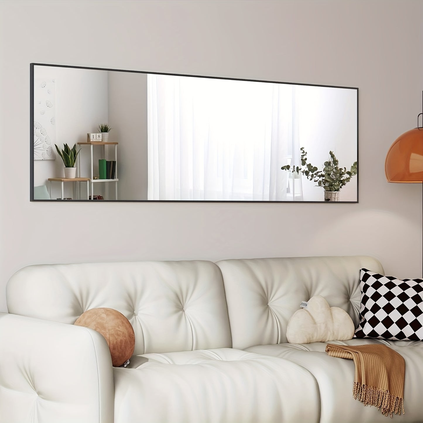 Clevich Full Body Mirror, 162 x 53 cm, Polished Metal Frame, Character Theme, Glass Surface, Unscented, with Aluminum Stand & Hooks, for Dressing, Bathroom, Hallway - Floor Mount, No Electricity Required