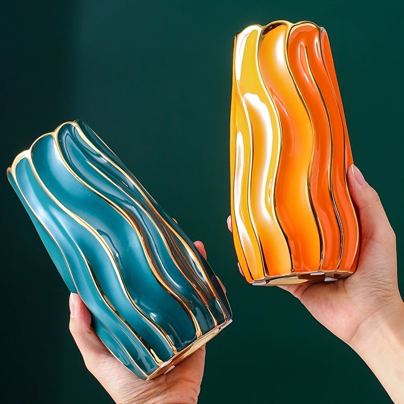 1pc Modern And Simple Ceramic Vase For Flower Arrangement, Suitable For Dining Table, Entrance, TV Cabinet, And Living Room Decoration
