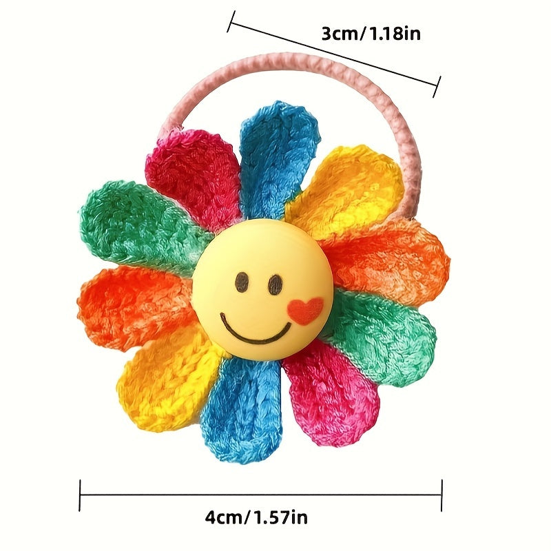 2pcs Cute Cartoon Flower Hair Ties For Girls, Elastic Hair Accessories, Gift For Girls