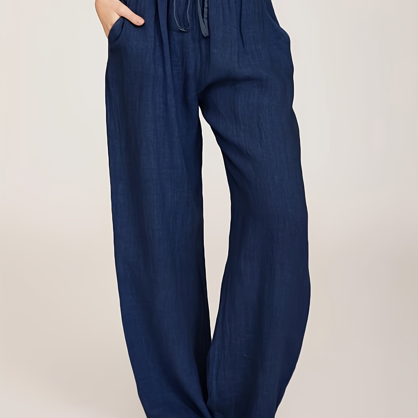 Drawstring Wide Leg Pants, Solid Loose Palazzo Pants, Casual Every Day Pants, Women's Clothing