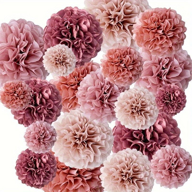 20pcs Set Hanging Flower Pompom Tissue Paper Pom Poms for Weddings and Other Occasions Party Birthday Baby Shower Christmas, Halloween Decorations, Event Styling, Party Decorations, Whimsical Decor, Hanging Decor, Delicate De