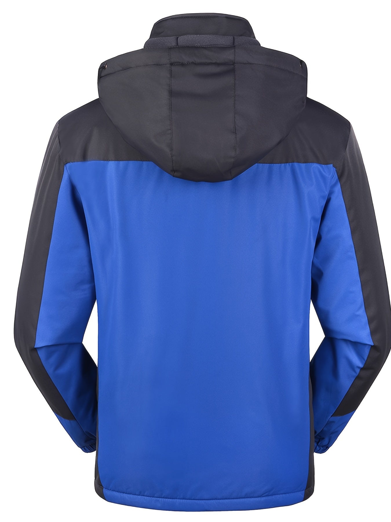Men's Casual Color Block Thick Hooded Jacket, Waterproof Windproof Single-layer Fleece Jacket For Fall Winter Jacket Gifts Best Sellers