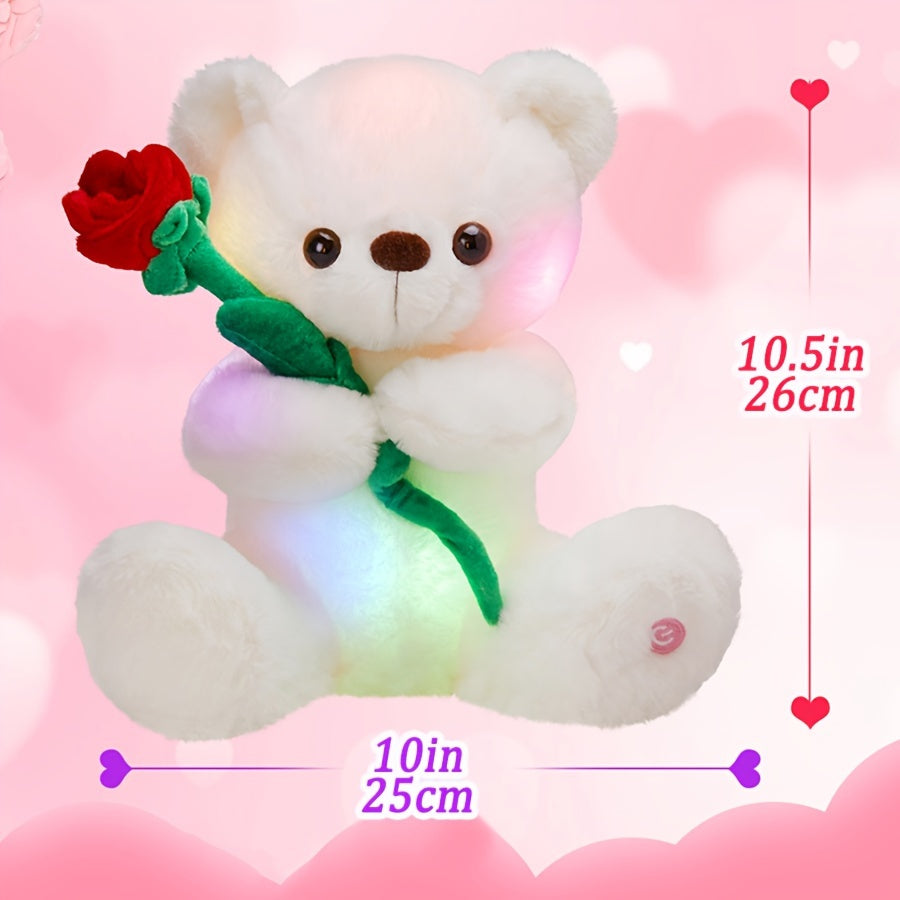 Glow Guards Glow Bracelet White Bear Plush Toy Soft And Cute Stuffed Animal, Christmas Halloween Thanksgiving Gift, Interior Decoration, Without Battery, 10.5 In/26cm