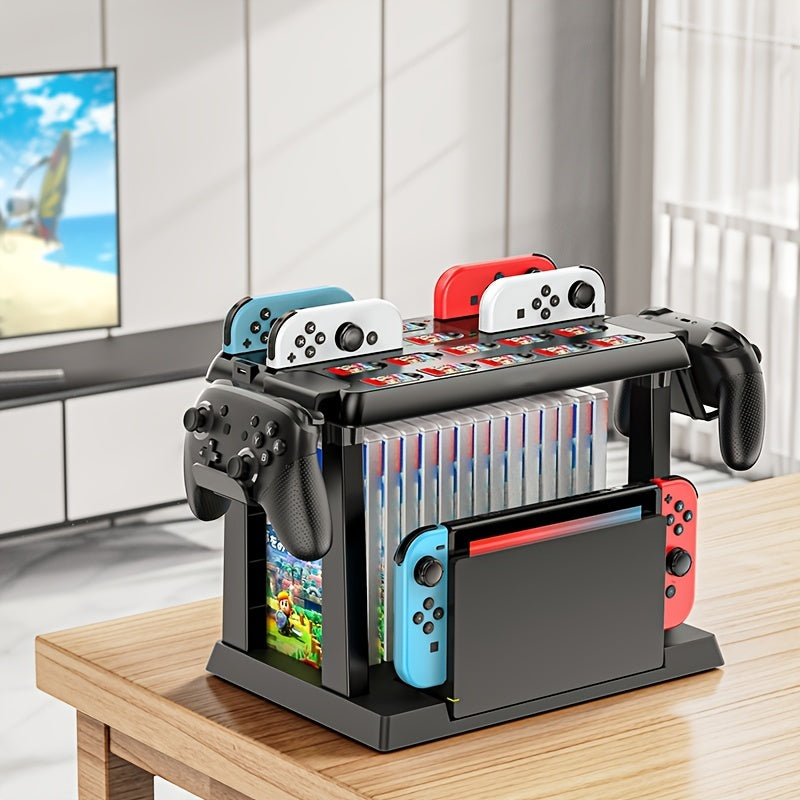 For Switch Handle Multifunctional Accessories Kit Storage with Card Slot and Charging Bracket for Game CD Cassette