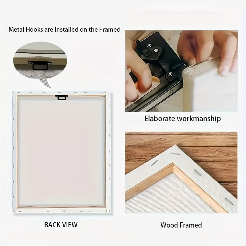 2D Flat Three 2D Printed Artworks with Frames, Including Canvas Paintings And Posters, Ready to Hang. They Feature a Modern Minimalist Style with Plant Vase Shapes, Creative Wood Carvings, And Serve As Home Decor, Wall Art, A