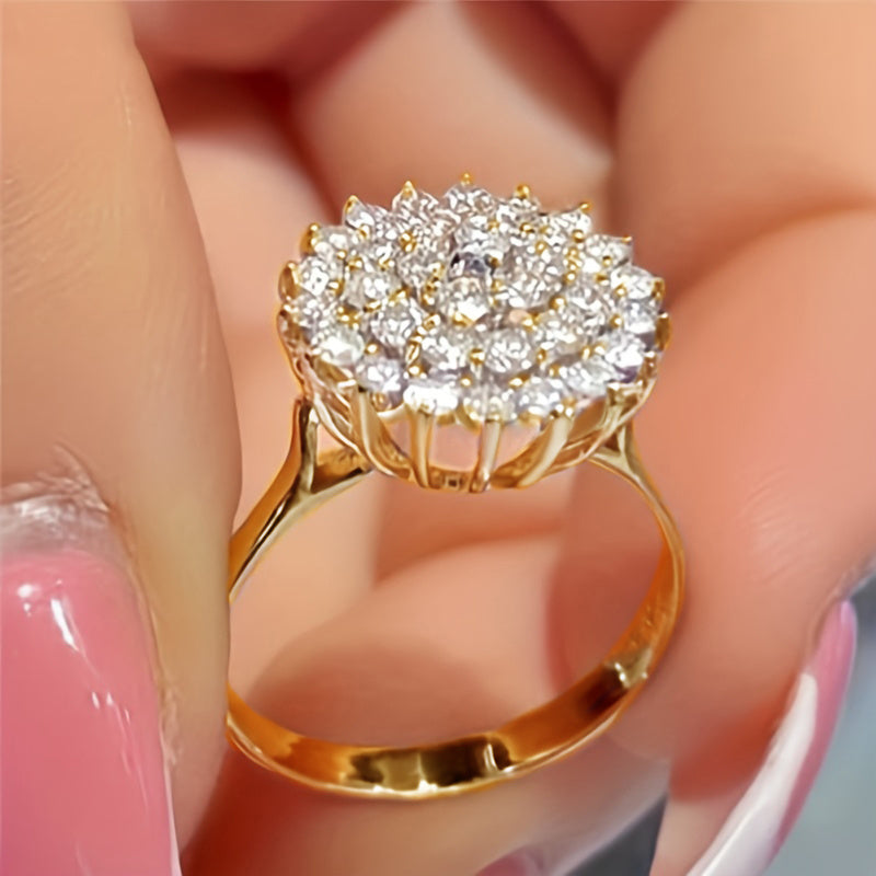 Stylish Lotus Seed Shape zirconia Flower Ring Romantic Wedding Fine Jewelry Anniversary Gift