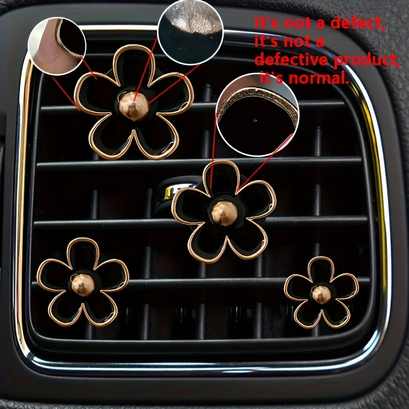 [4pcs/set Daisy Flower Air Clips] 4pcs/set Small Daisy Flower Design Car Air Outlet Perfume Decorative Clip, Car Air Fresheners Clips, Car Decoration, Car Accessories For Women
