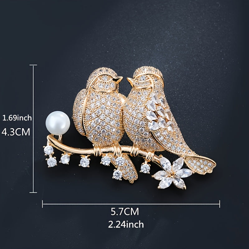 Christmas Lovebird Fashion Zirconia Brooch 2023 New in Trendy